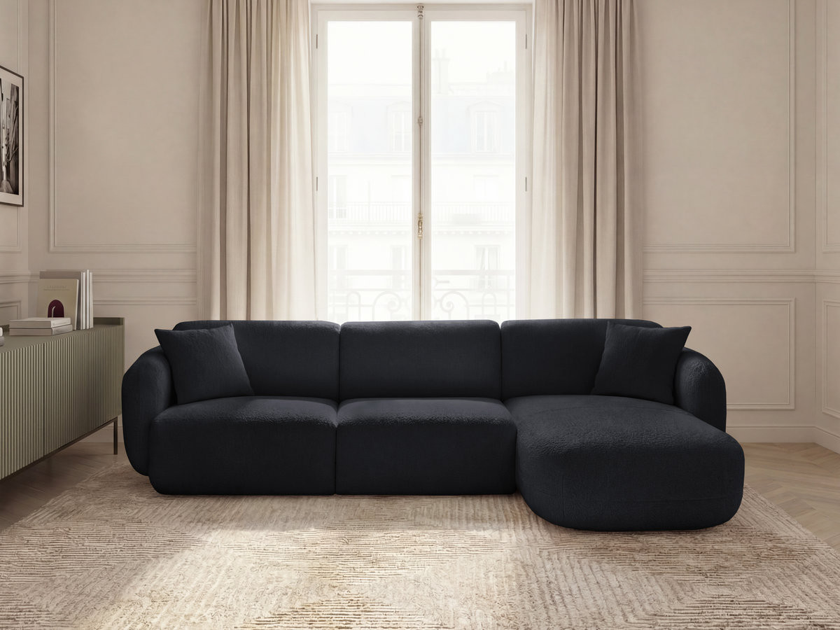 Canapé d'angle fixe modulable ANDA tissu chenille