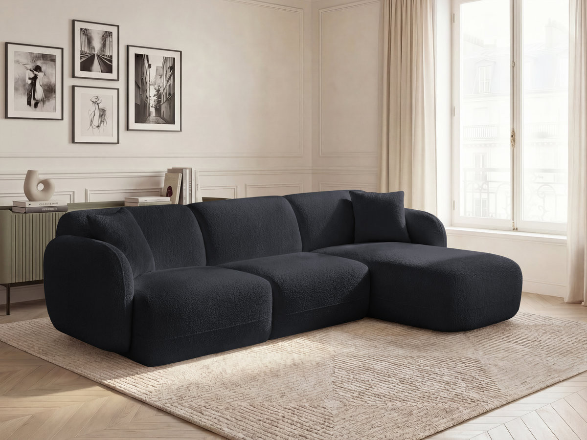 Canapé d'angle fixe modulable ANDA tissu chenille