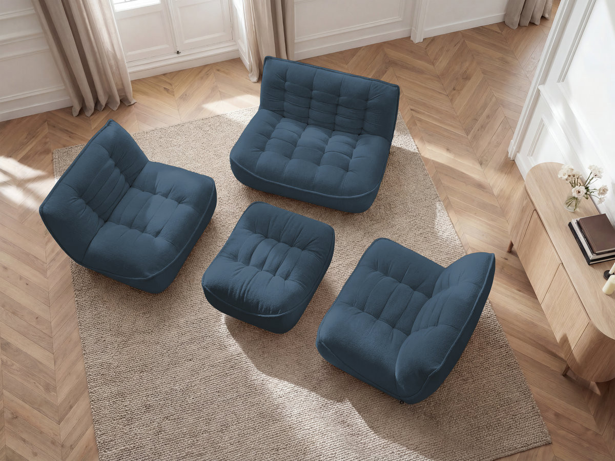 Canapé droit modulable SERENA chiné avec pouf bleu — vue 6