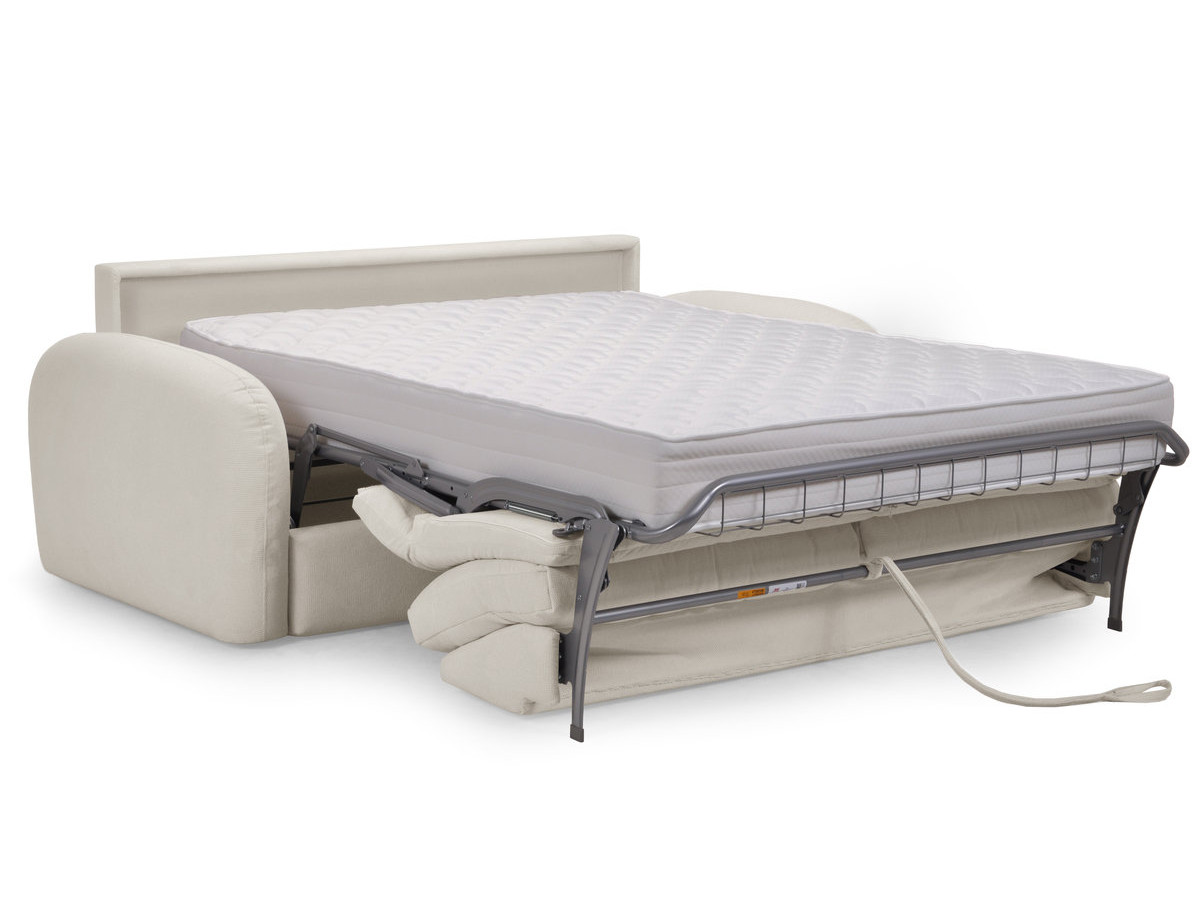 Canapé droit convertible KENAN ouverture express tissu lisse