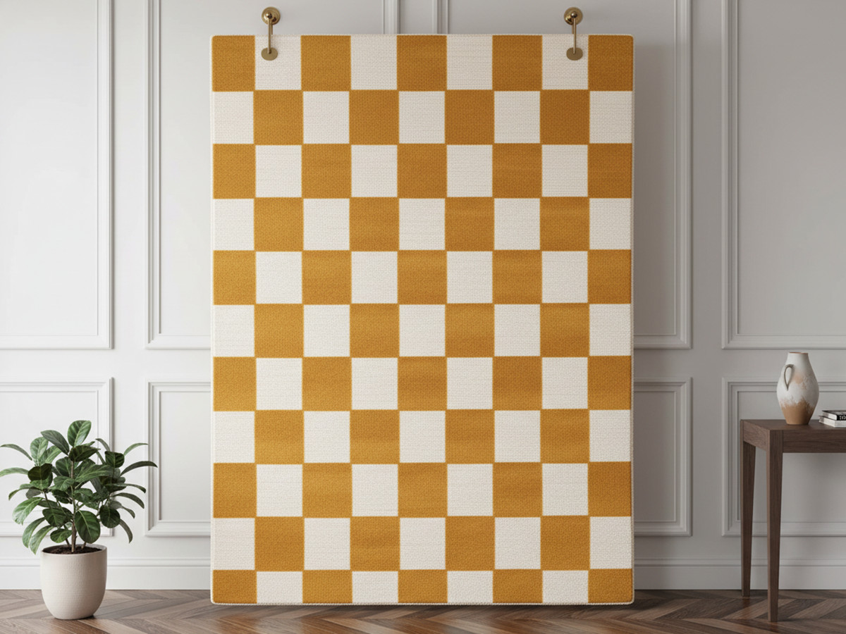 Tapis poils ras GAELLE motif damier Tapis poils ras GAELLE motif damier