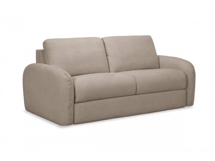 Canapé droit convertible KENAN ouverture express tissu lisse