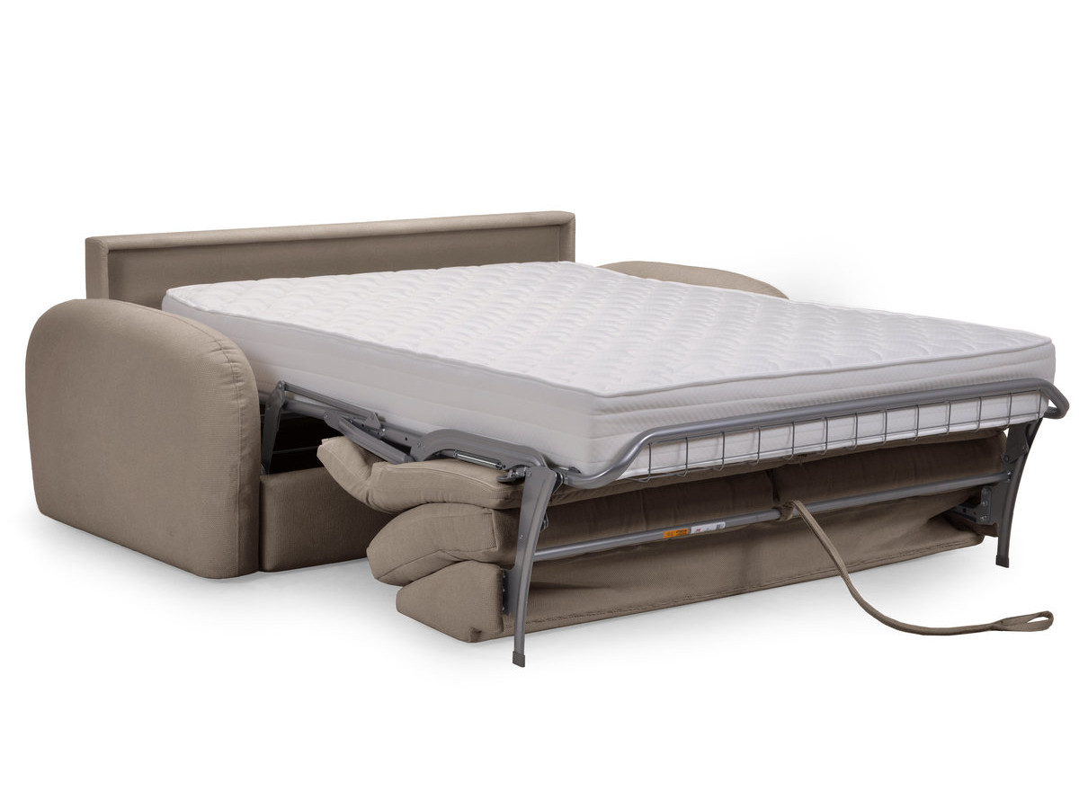 Canapé droit convertible KENAN ouverture express tissu lisse