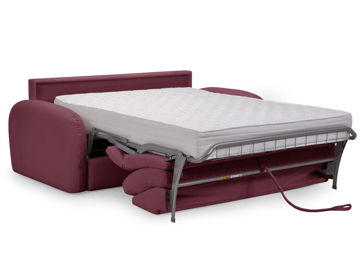 Canapé droit convertible KENAN ouverture express tissu lisse