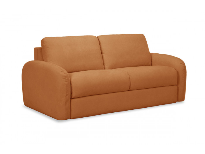 Canapé droit convertible KENAN ouverture express tissu lisse