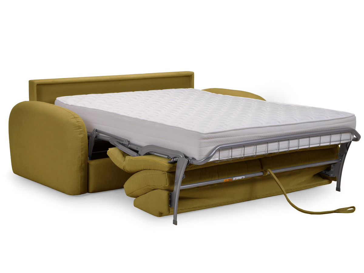 Canapé droit convertible KENAN ouverture express tissu lisse