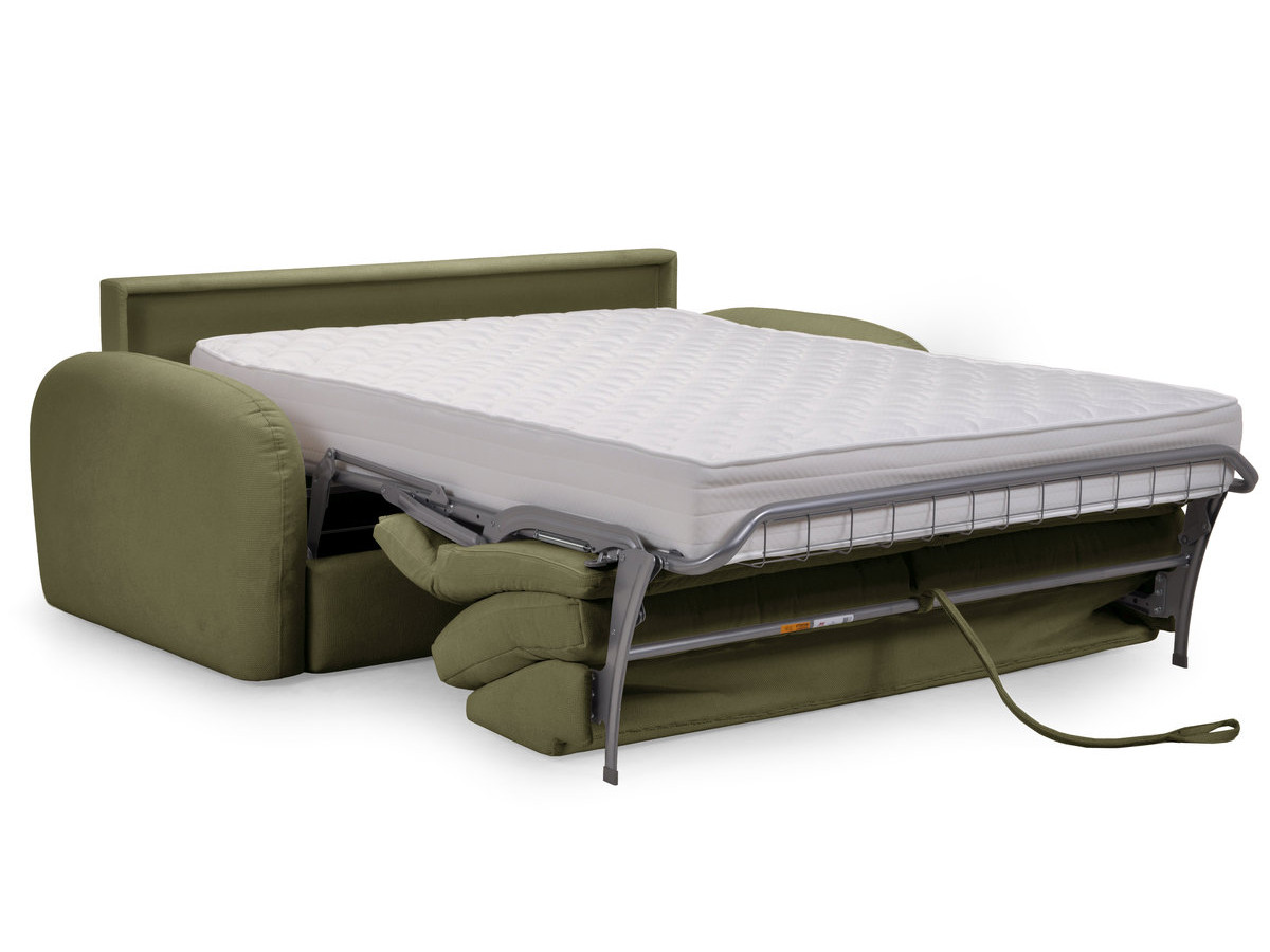 Canapé droit convertible KENAN ouverture express tissu lisse