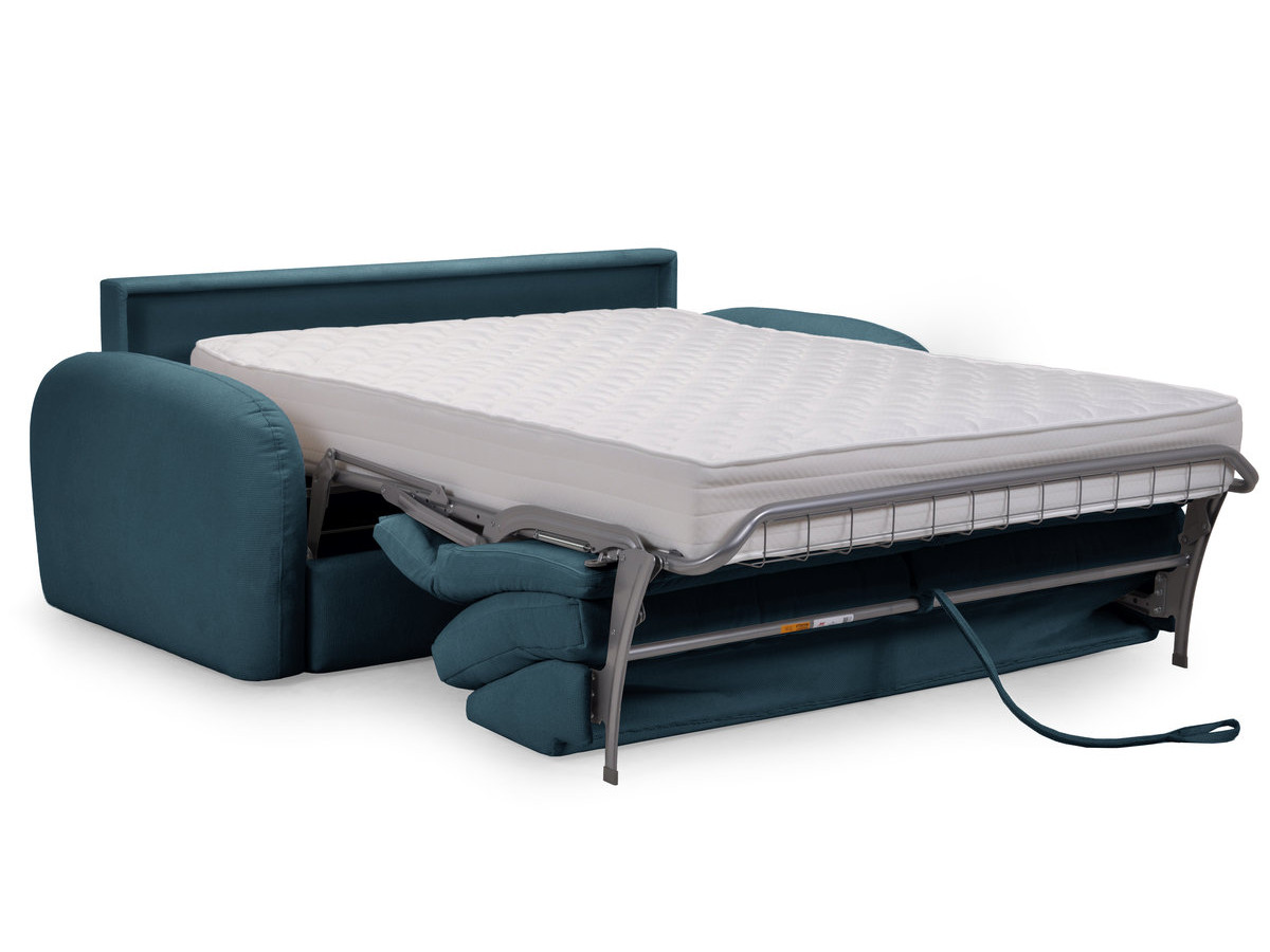 Canapé droit convertible KENAN ouverture express tissu lisse