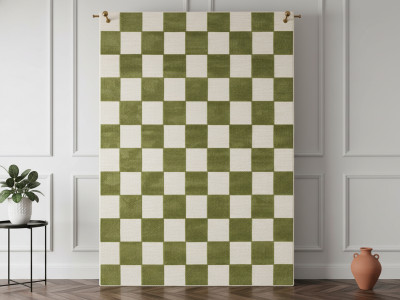 Tapis poils ras GAELLE motif damier