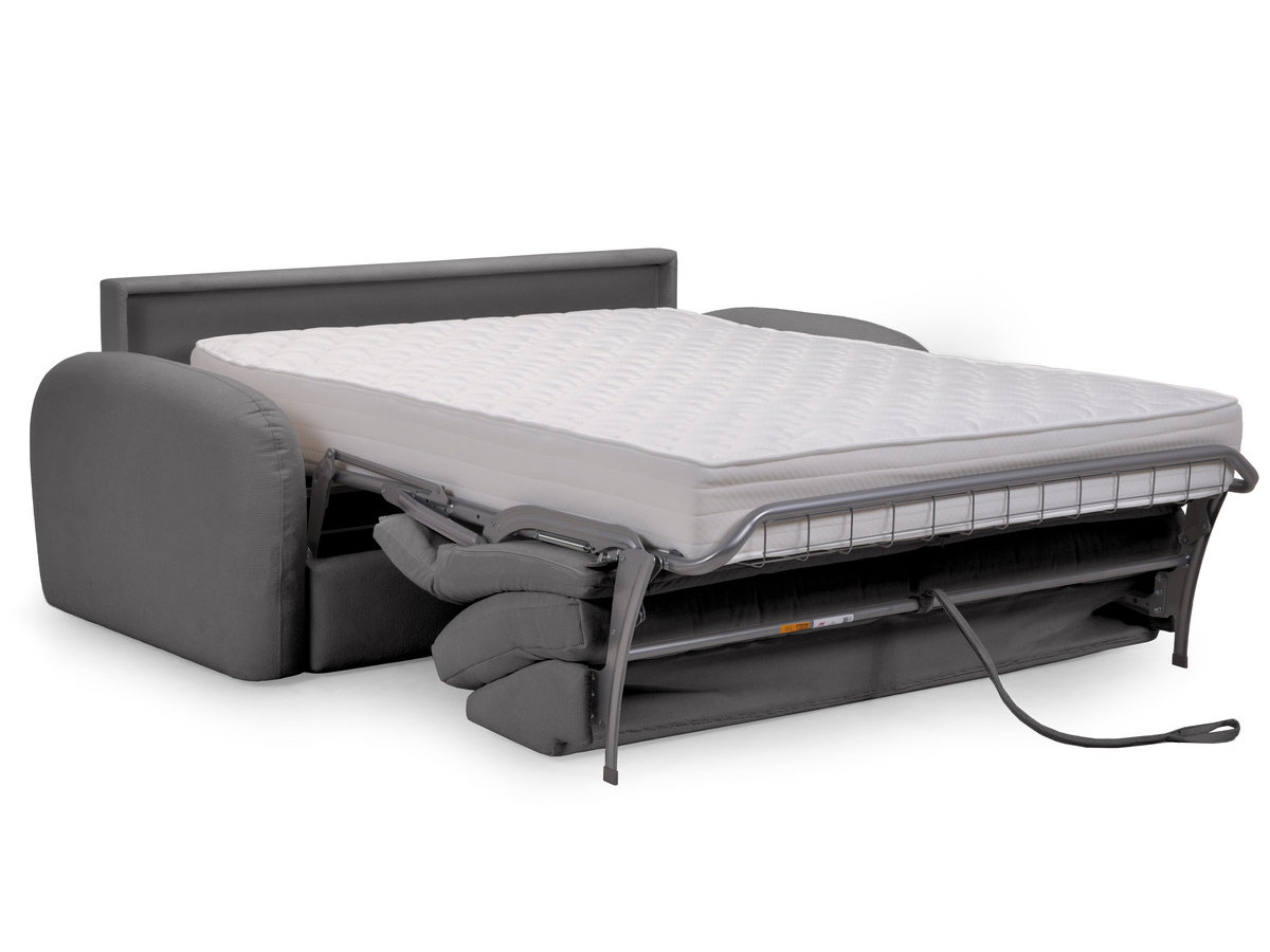 Canapé droit convertible KENAN ouverture express tissu lisse