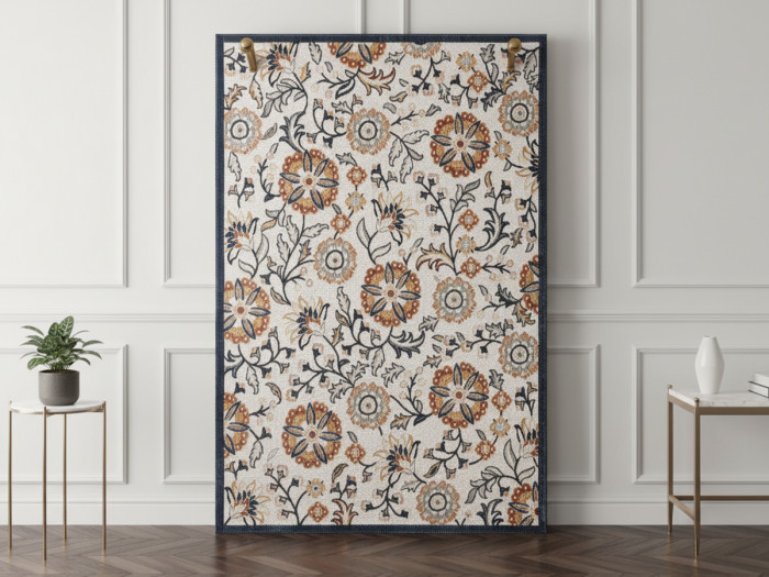 Tapis poils ras ANNAELLE motif vintage