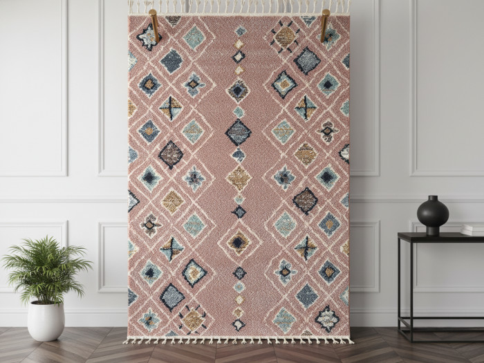 Tapis shaggy DELIA motif berbère