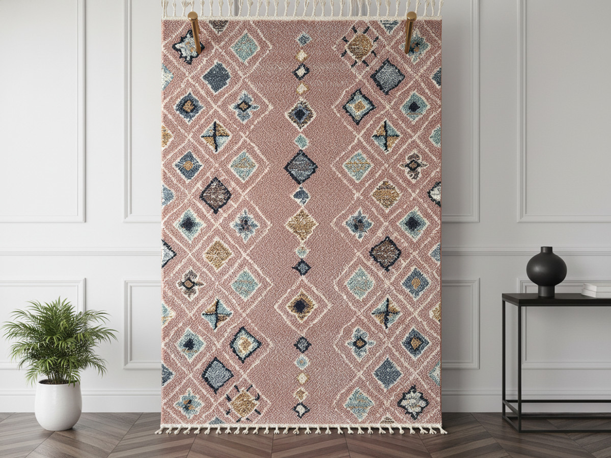 Tapis shaggy DELIA motif berbère