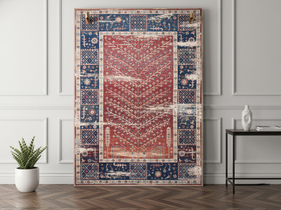 Tapis poils ras PAGE motif vintage