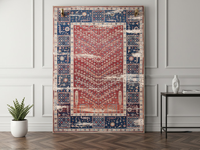 Tapis poils ras PAGE motif vintage