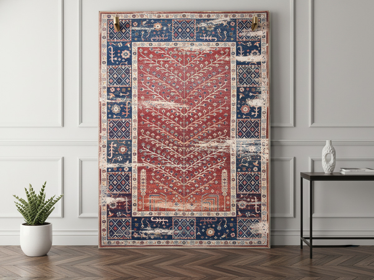 PAGE laagpolig vloerkleed met vintage patroon