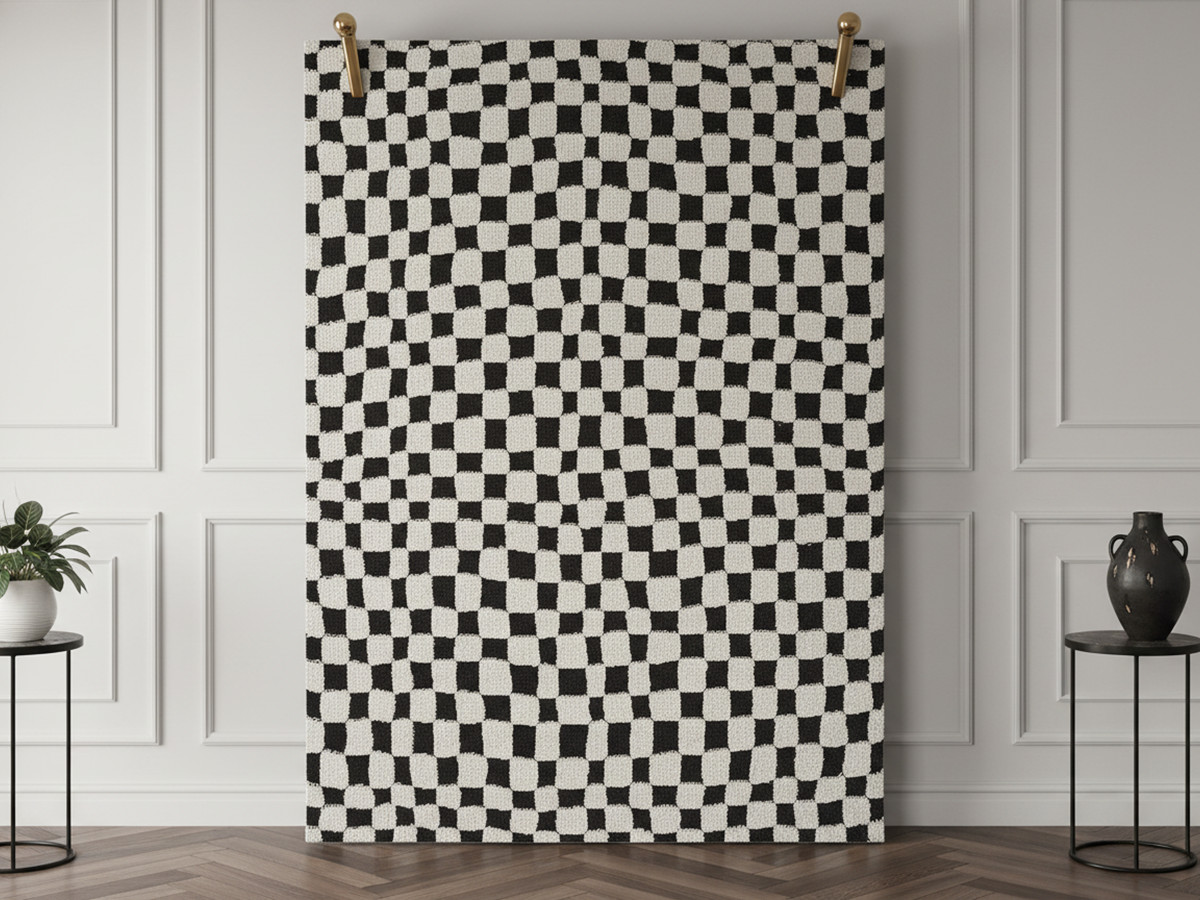 Tapis poils courts SULLY motifs damier