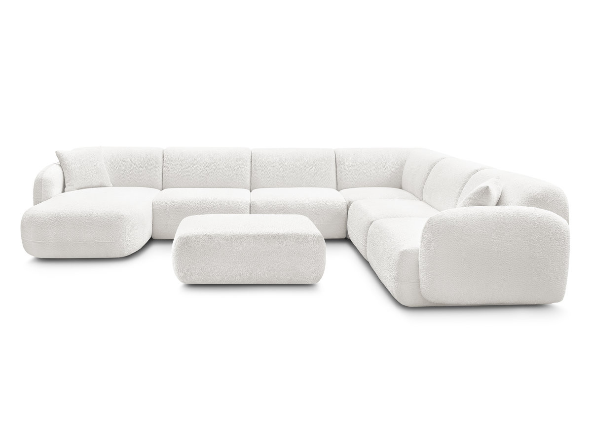 ANDA modulaire vaste panoramabank met 4 fauteuils, 1 chaise longue, 1 hoekelement en 1 poef.
