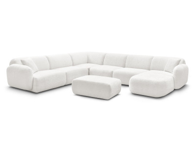 Canapé panoramique fixe modulable ANDA avec 4 chauffeuses, 1 méridienne, 1 angle et 1 pouf