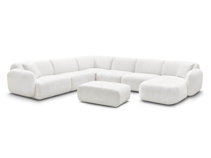 Canapé panoramique fixe modulable ANDA avec 4 chauffeuses, 1 méridienne, 1 angle et 1 pouf