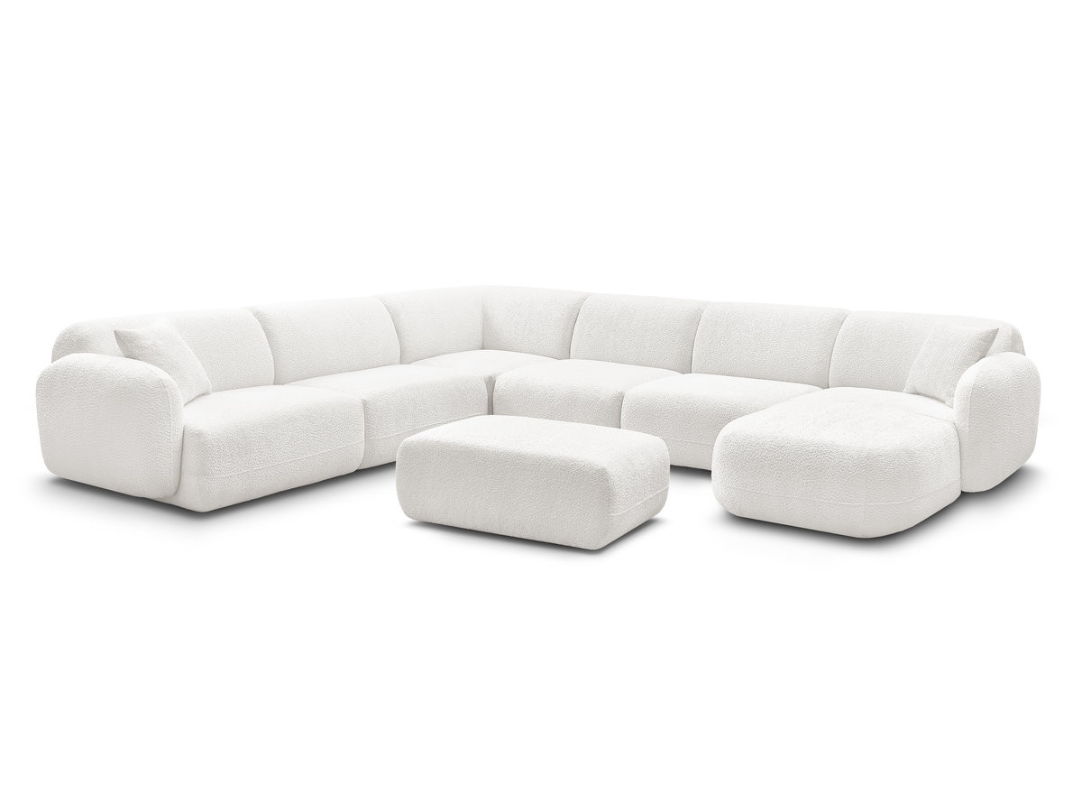 Canapé panoramique fixe modulable ANDA avec 4 chauffeuses, 1 méridienne, 1 angle et 1 pouf