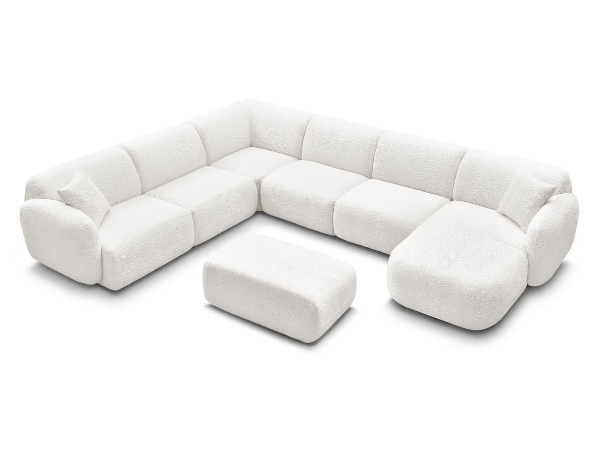 Canapé panoramique fixe modulable ANDA avec 4 chauffeuses, 1 méridienne, 1 angle et 1 pouf