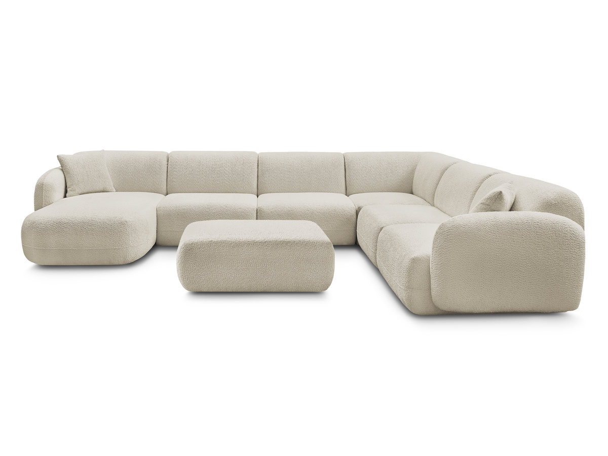 ANDA modulaire vaste panoramabank met 4 fauteuils, 1 chaise longue, 1 hoekelement en 1 poef.