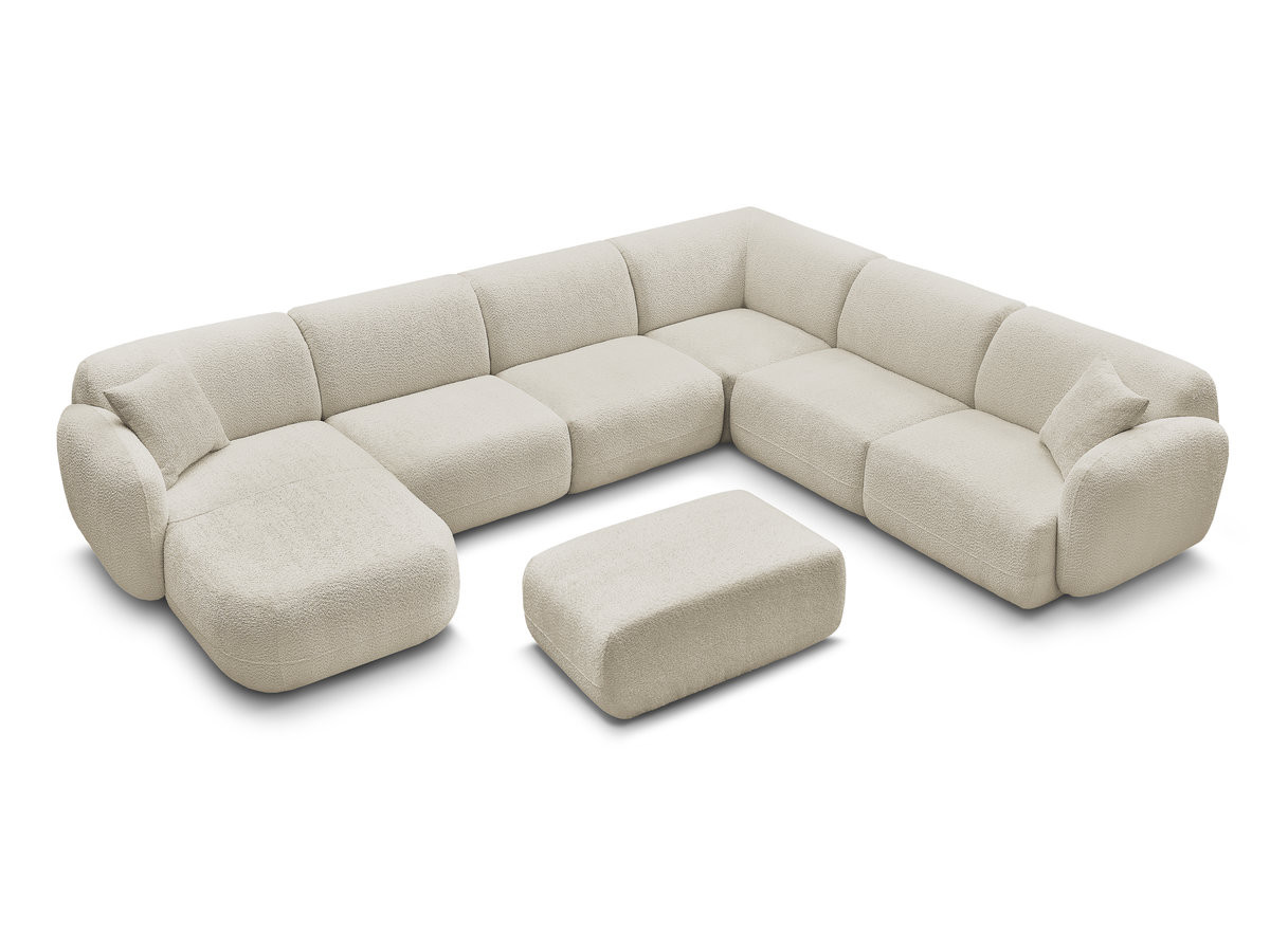 ANDA modulaire vaste panoramabank met 4 fauteuils, 1 chaise longue, 1 hoekelement en 1 poef.