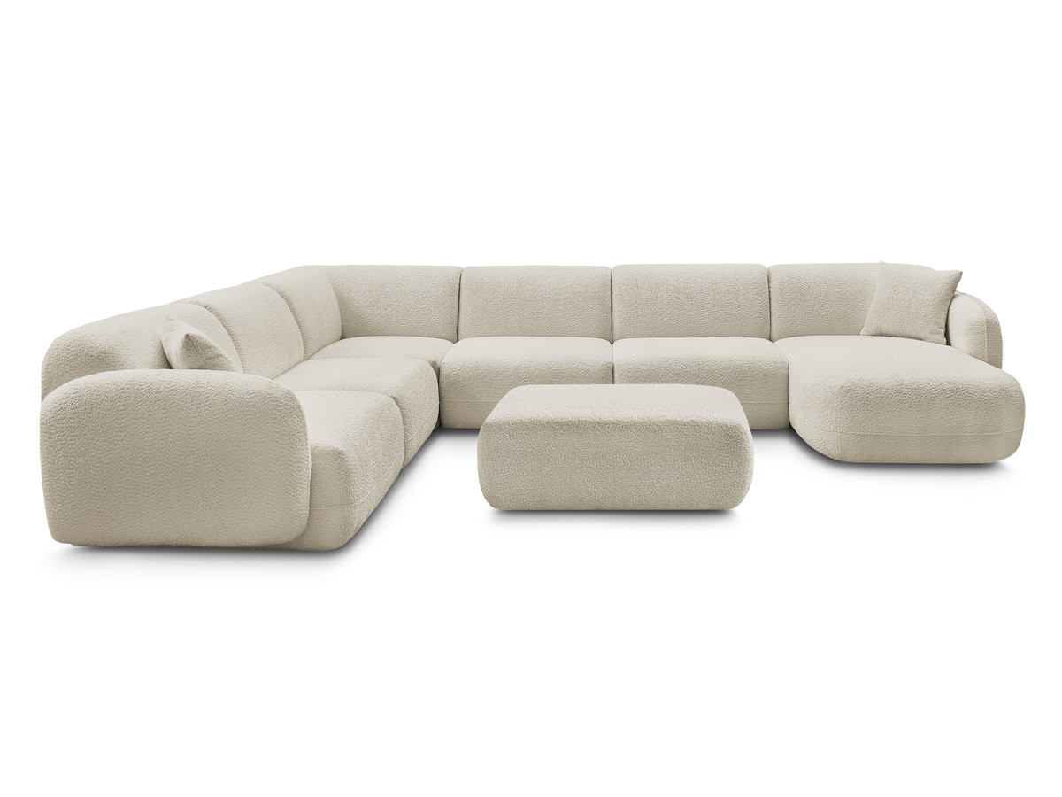 Canapé panoramique fixe modulable ANDA avec 4 chauffeuses, 1 méridienne, 1 angle et 1 pouf