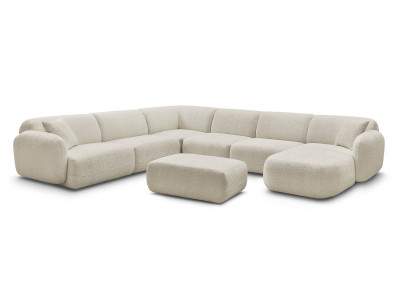 Canapé panoramique fixe modulable ANDA avec 4 chauffeuses, 1 méridienne, 1 angle et 1 pouf