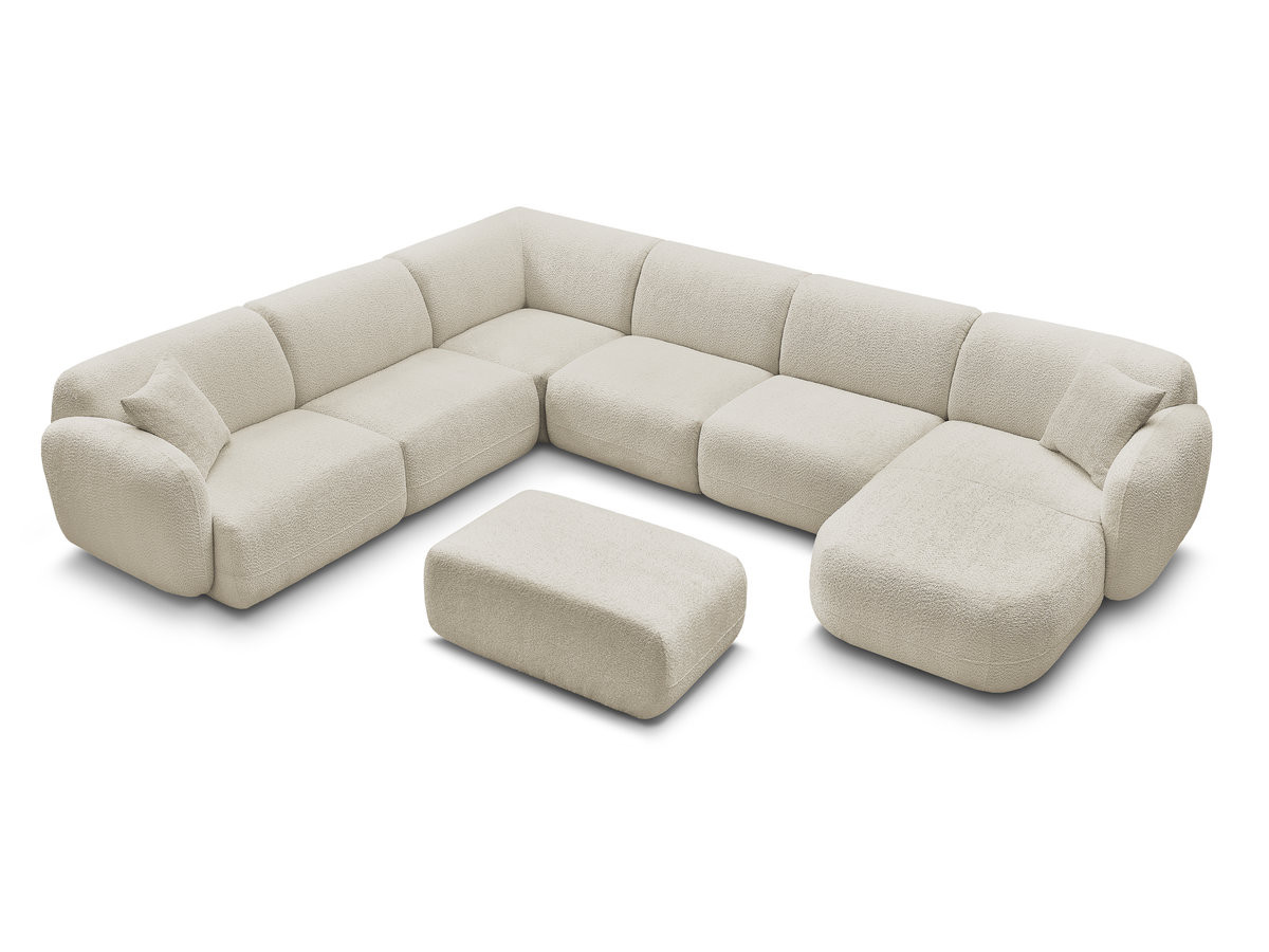Canapé panoramique fixe modulable ANDA avec 4 chauffeuses, 1 méridienne, 1 angle et 1 pouf