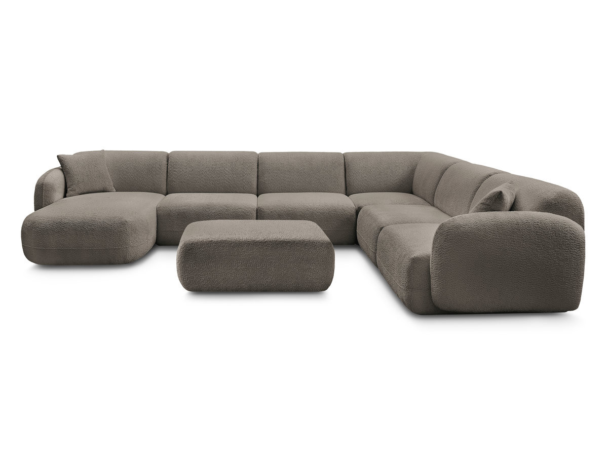 Canapé panoramique fixe modulable ANDA avec 4 chauffeuses, 1 méridienne, 1 angle et 1 pouf
