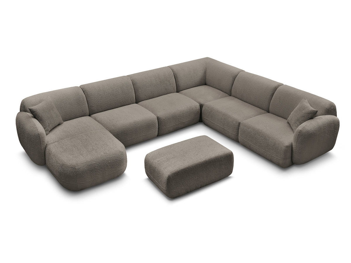 Canapé panoramique fixe modulable ANDA avec 4 chauffeuses, 1 méridienne, 1 angle et 1 pouf