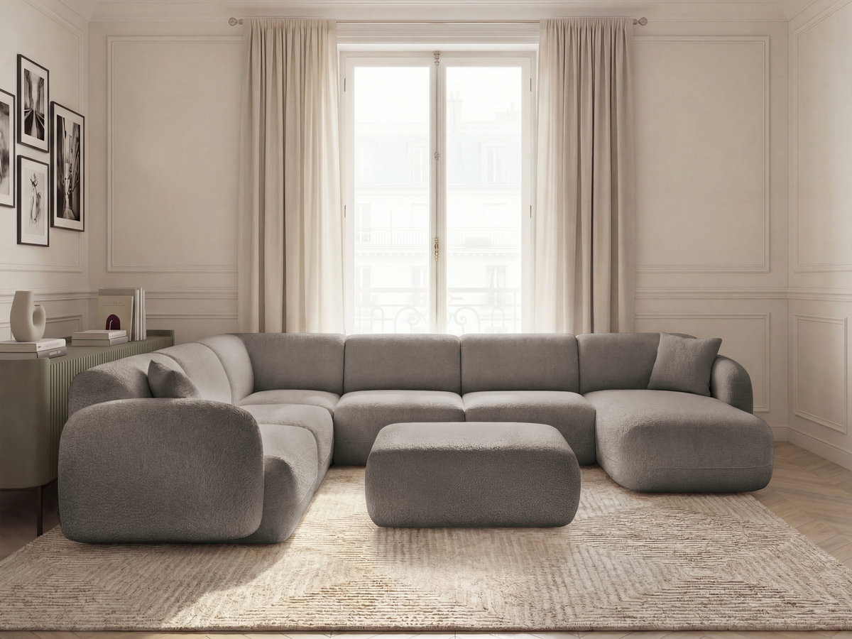 ANDA modulaire vaste panoramabank met 4 fauteuils, 1 chaise longue, 1 hoekelement en 1 poef.