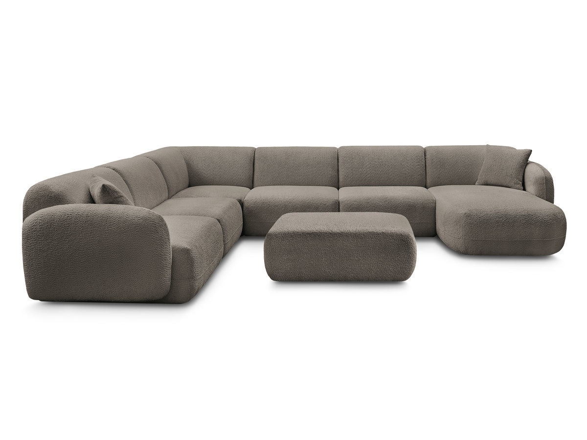 ANDA modulaire vaste panoramabank met 4 fauteuils, 1 chaise longue, 1 hoekelement en 1 poef.