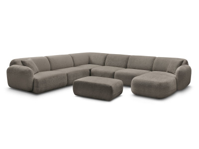 Canapé panoramique fixe modulable ANDA avec 4 chauffeuses, 1 méridienne, 1 angle et 1 pouf