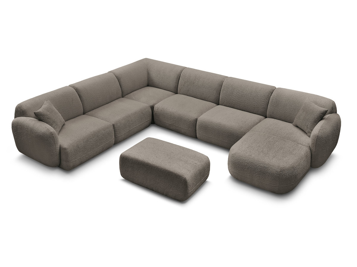 ANDA modulaire vaste panoramabank met 4 fauteuils, 1 chaise longue, 1 hoekelement en 1 poef.