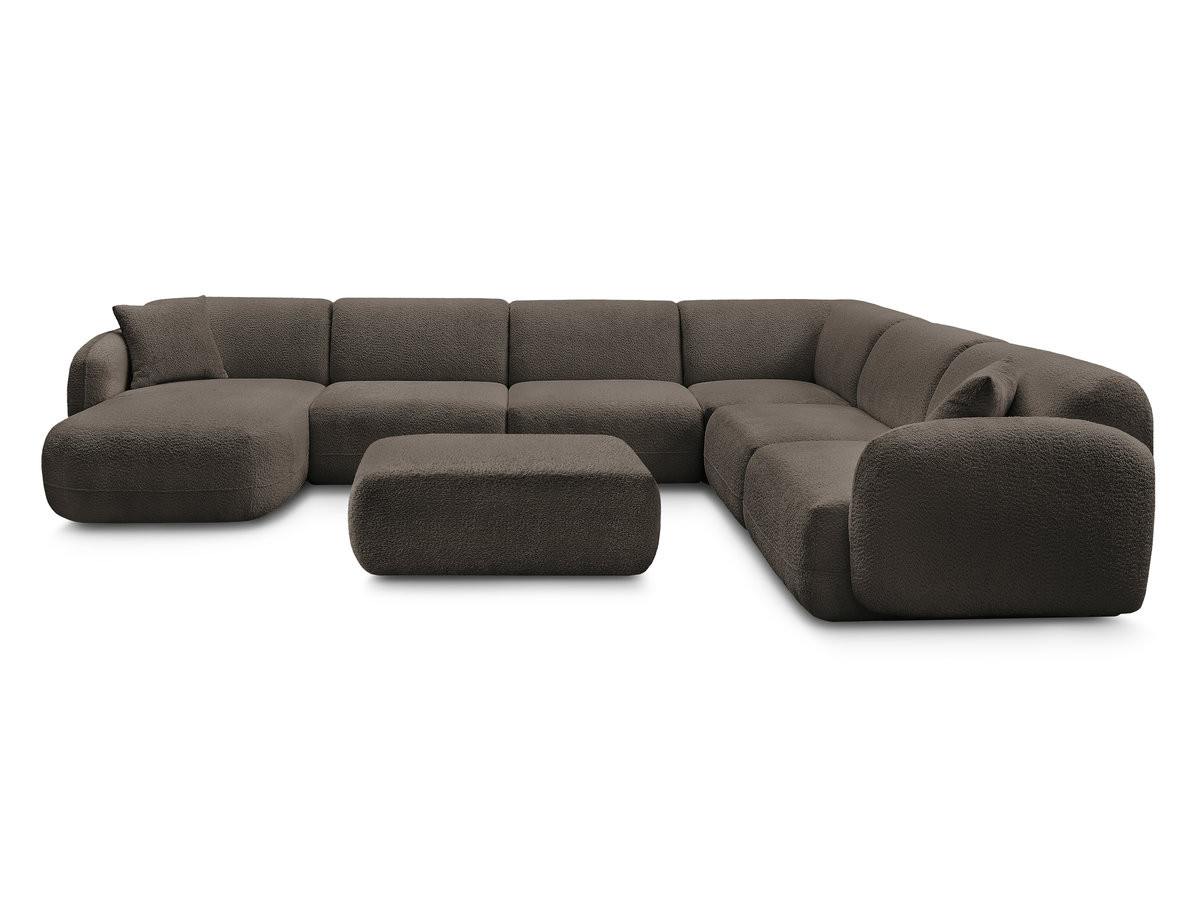 Canapé panoramique fixe modulable ANDA avec 4 chauffeuses, 1 méridienne, 1 angle et 1 pouf