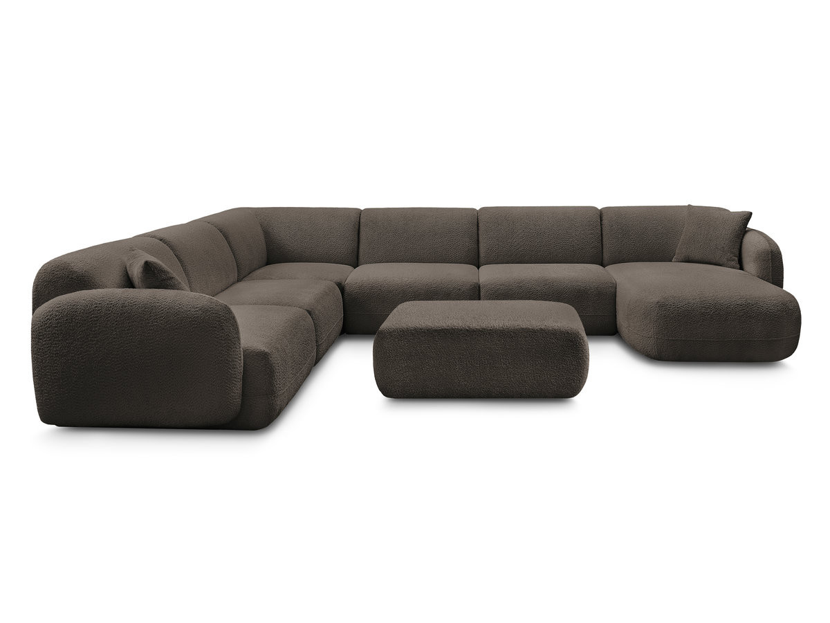 Canapé panoramique fixe modulable ANDA avec 4 chauffeuses, 1 méridienne, 1 angle et 1 pouf