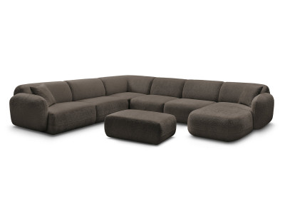 Canapé panoramique fixe modulable ANDA avec 4 chauffeuses, 1 méridienne, 1 angle et 1 pouf