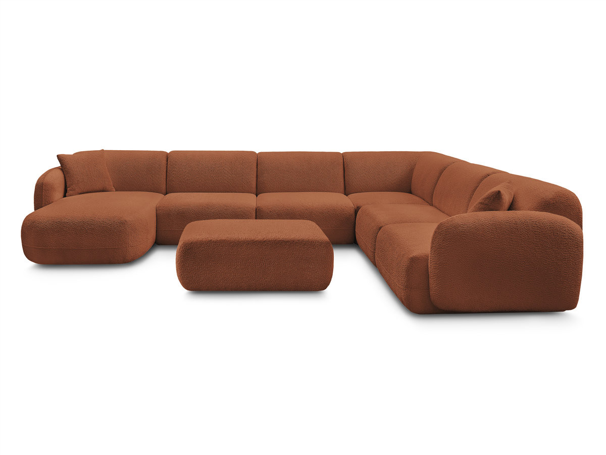 Canapé panoramique fixe modulable ANDA avec 4 chauffeuses, 1 méridienne, 1 angle et 1 pouf