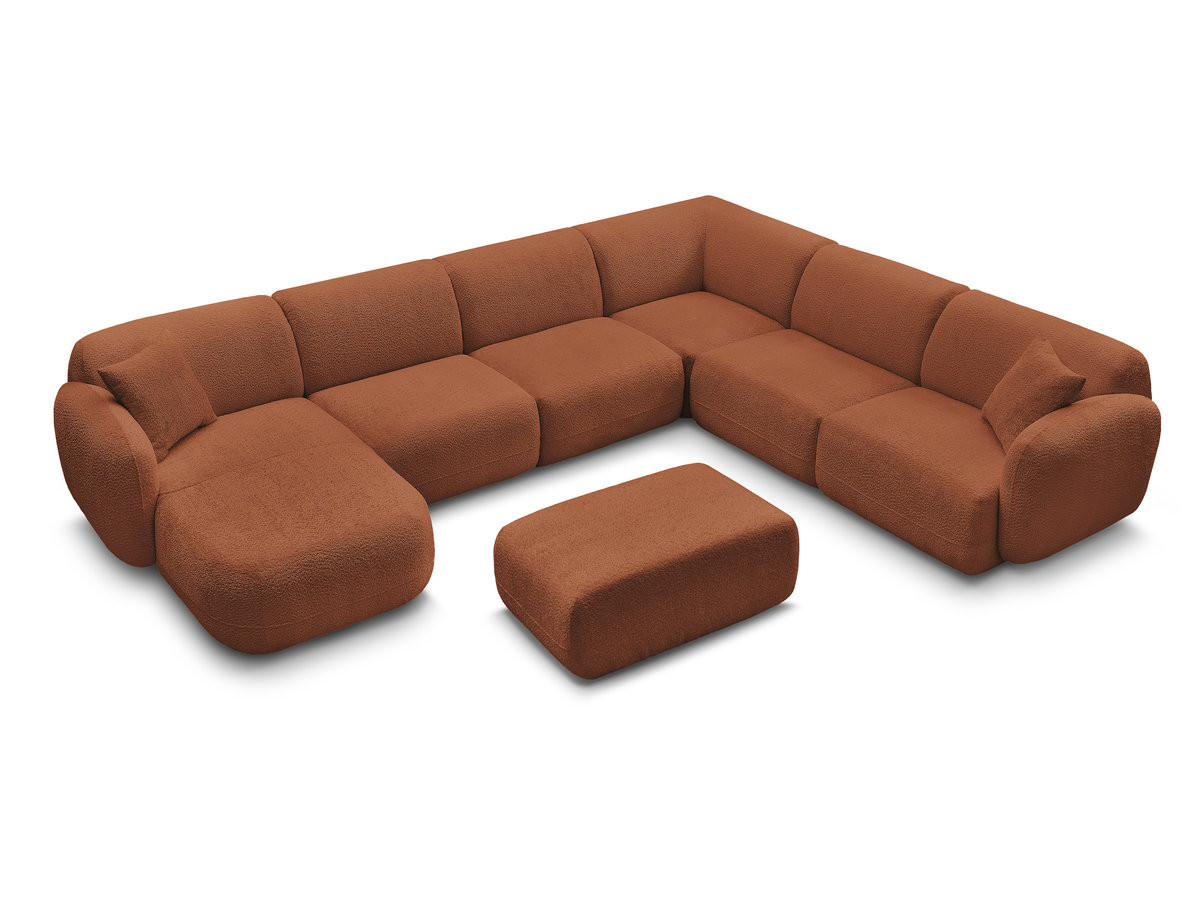 Canapé panoramique fixe modulable ANDA avec 4 chauffeuses, 1 méridienne, 1 angle et 1 pouf