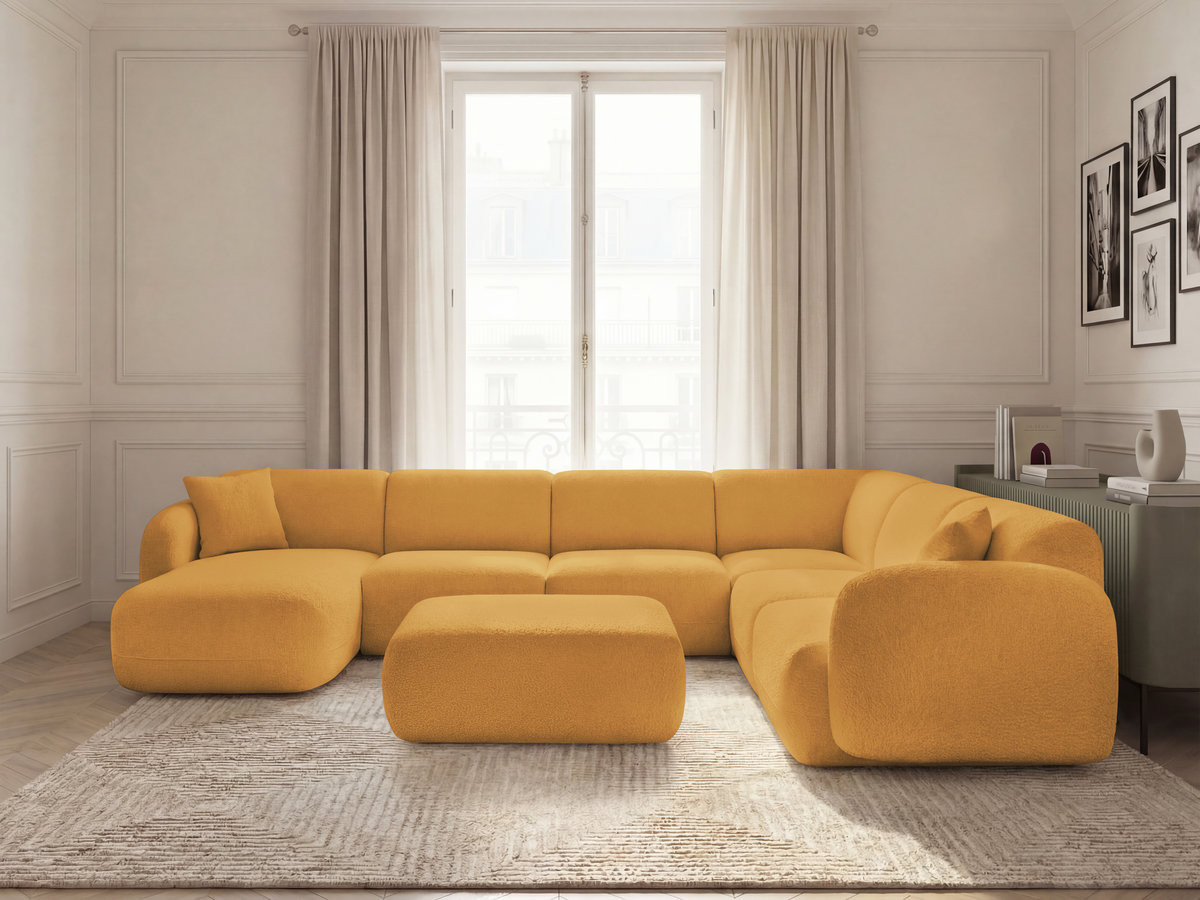 ANDA modulaire vaste panoramabank met 4 fauteuils, 1 chaise longue, 1 hoekelement en 1 poef.