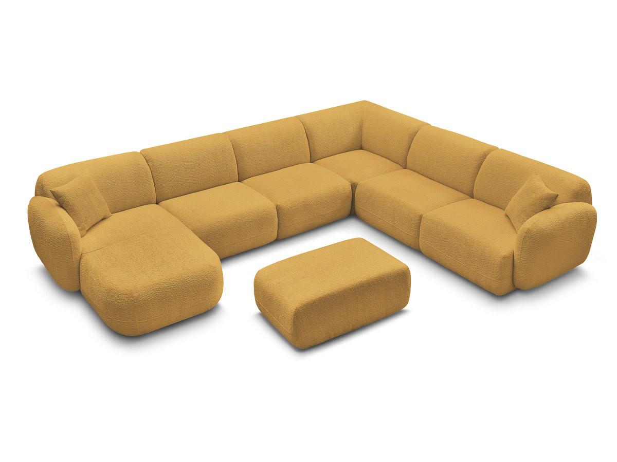 ANDA modulaire vaste panoramabank met 4 fauteuils, 1 chaise longue, 1 hoekelement en 1 poef.
