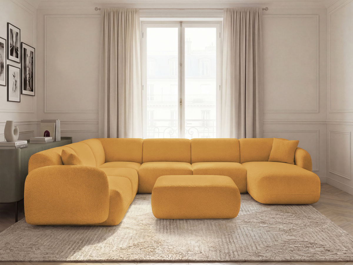 Canapé panoramique fixe modulable ANDA avec 4 chauffeuses, 1 méridienne, 1 angle et 1 pouf