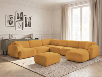 Canapé panoramique fixe modulable ANDA avec 4 chauffeuses, 1 méridienne, 1 angle et 1 pouf