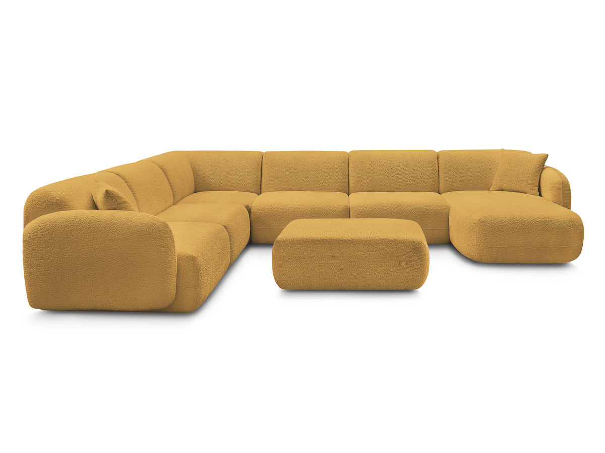 Canapé panoramique fixe modulable ANDA avec 4 chauffeuses, 1 méridienne, 1 angle et 1 pouf