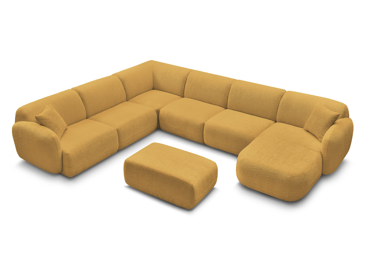 Canapé panoramique fixe modulable ANDA avec 4 chauffeuses, 1 méridienne, 1 angle et 1 pouf