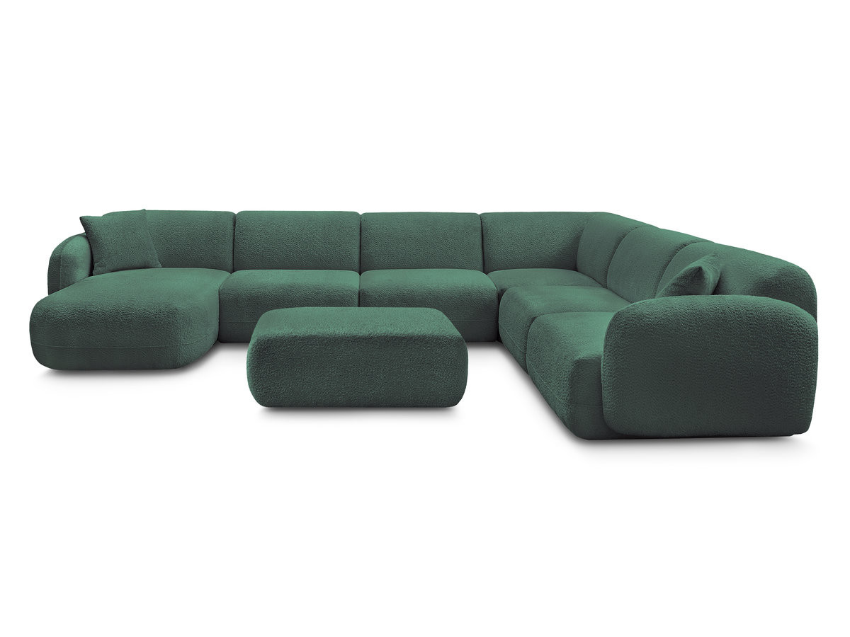 ANDA modulaire vaste panoramabank met 4 fauteuils, 1 chaise longue, 1 hoekelement en 1 poef.