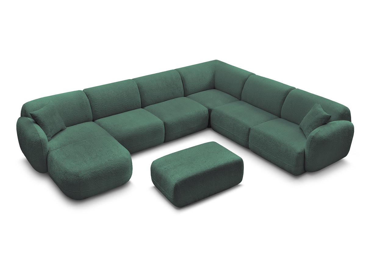 ANDA modulaire vaste panoramabank met 4 fauteuils, 1 chaise longue, 1 hoekelement en 1 poef.